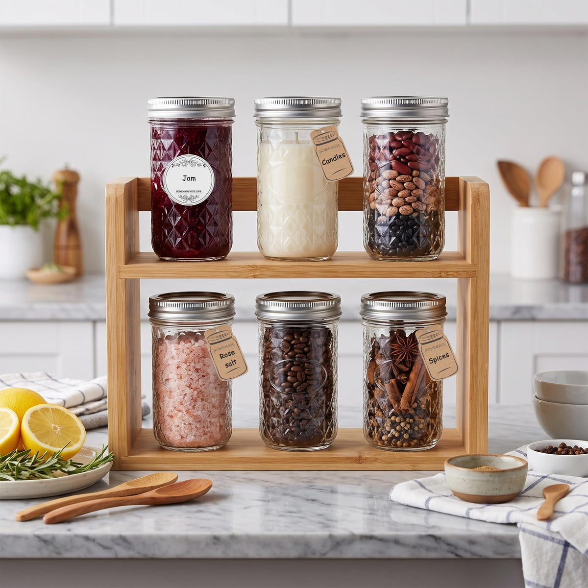 12 Pack 12oz Regular Mouth Glass Jars With Lids L74279
