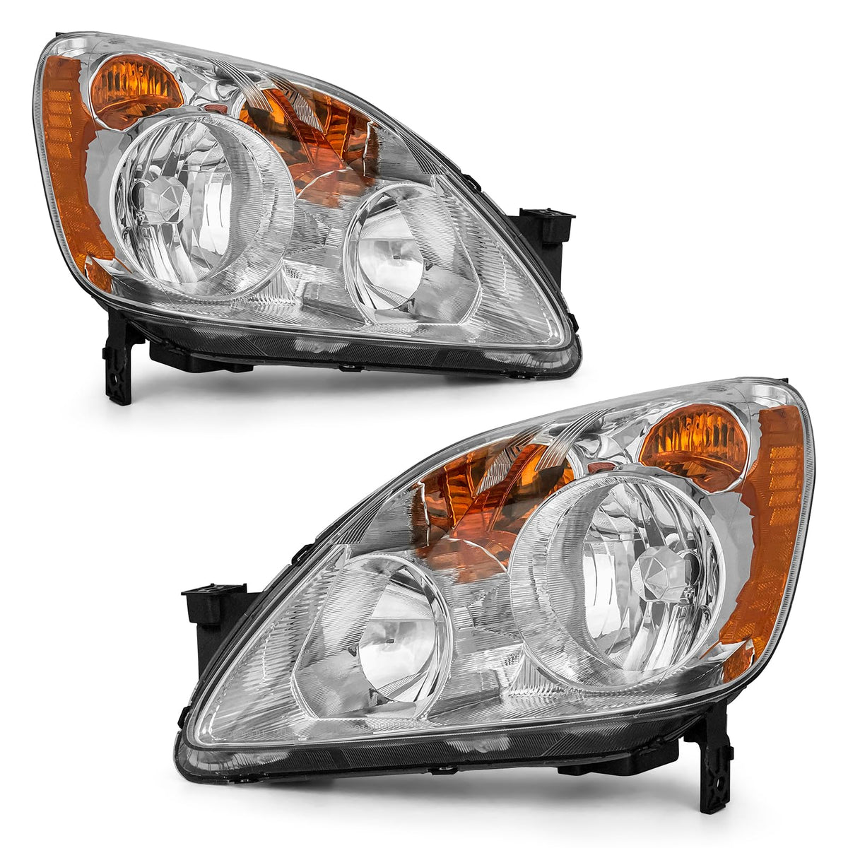Headlight Chrome Housing Amber Reflector Replacement Pair K741018