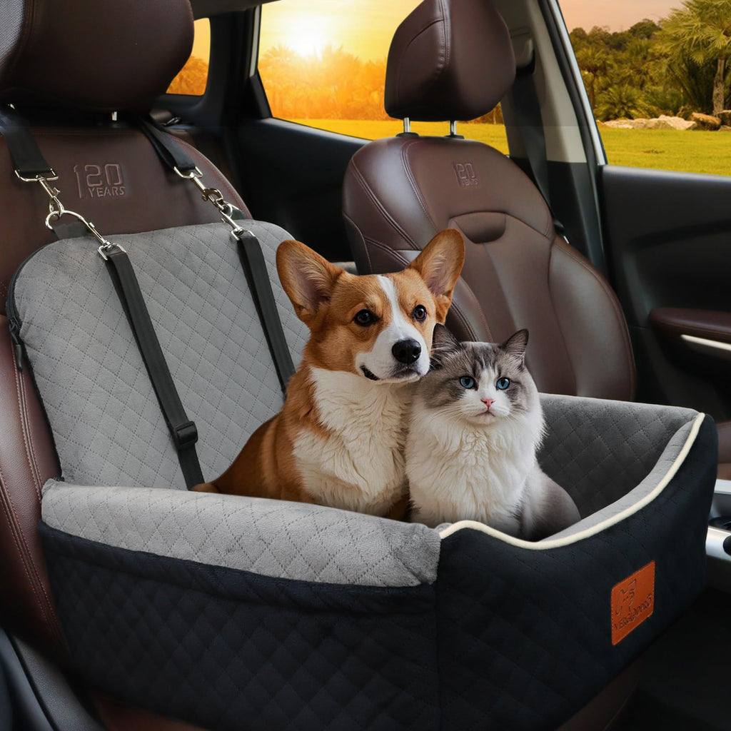Dog Car Seat Bed 2 in 1 Memory Foam Removable Washable F3509