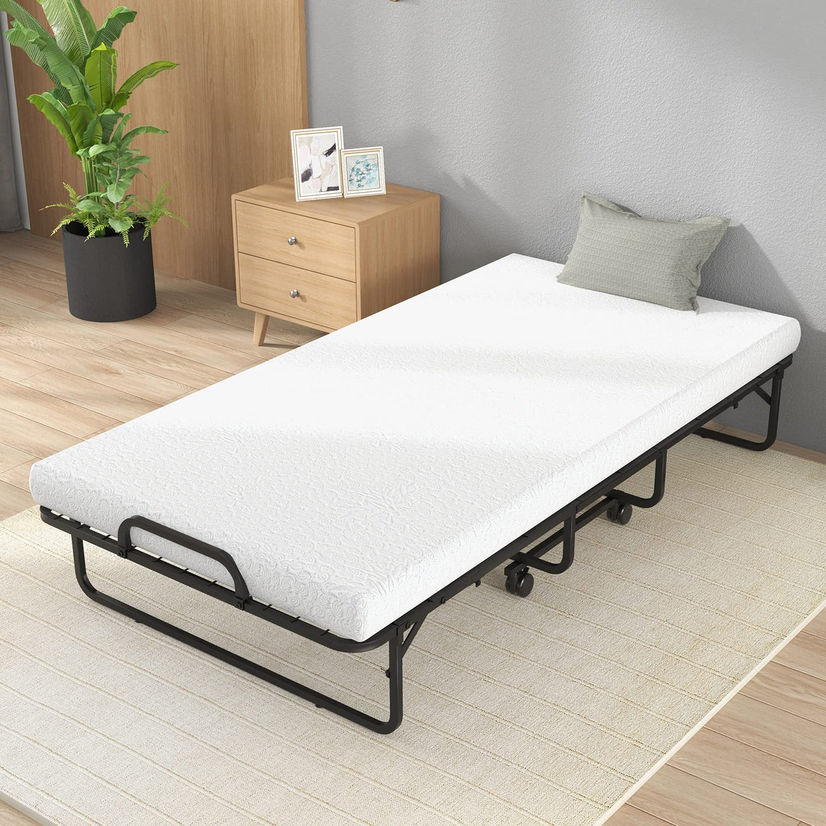 Folding Twin Size Portable Bed with 4” Memory Foam Mattress B8481
