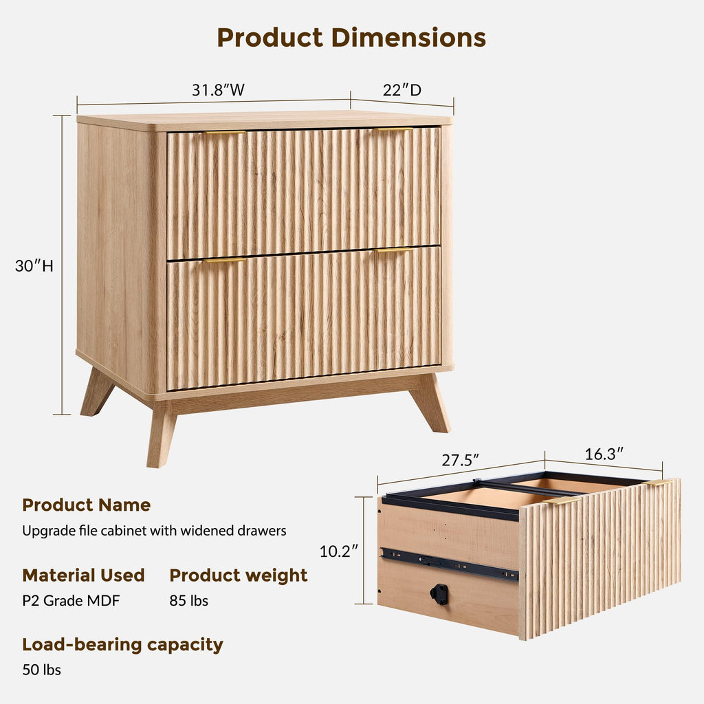 31.8-Inch Fluted 2 Drawer Lateral File Cabinet V192394