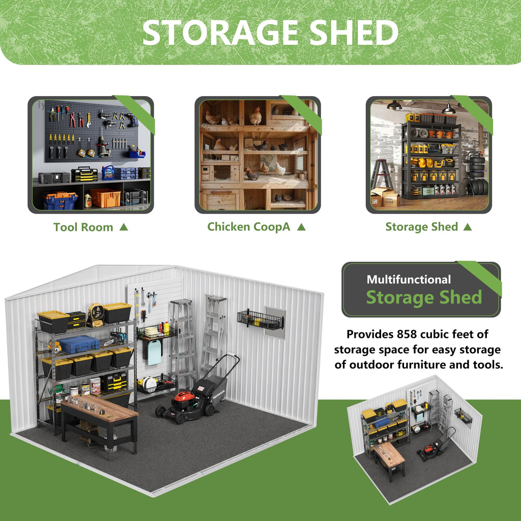 12x10 ft Metal Garden Shed U454