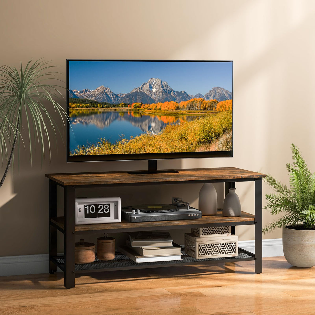 Small 3-Tier TV Stand with Power Outlets and USB Ports X139