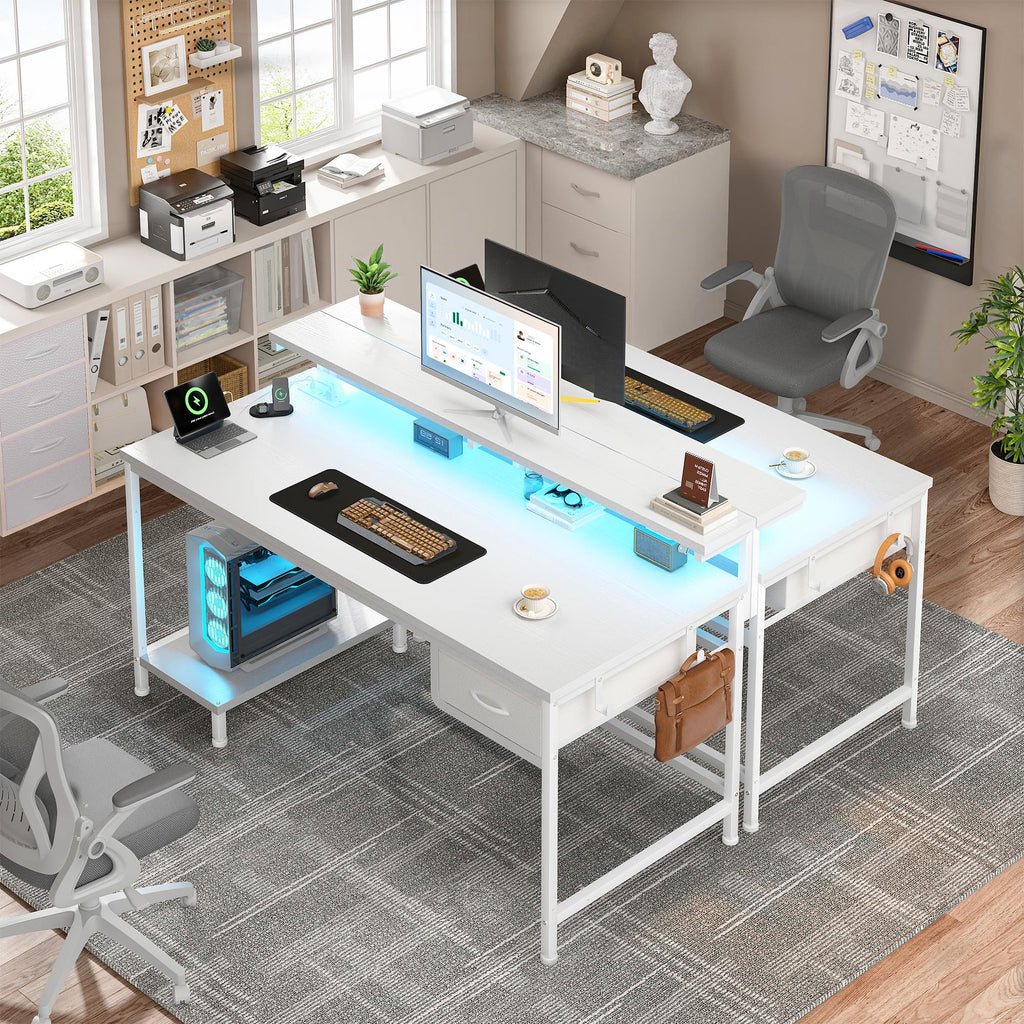 White Computer Desk with Power Outlet T967