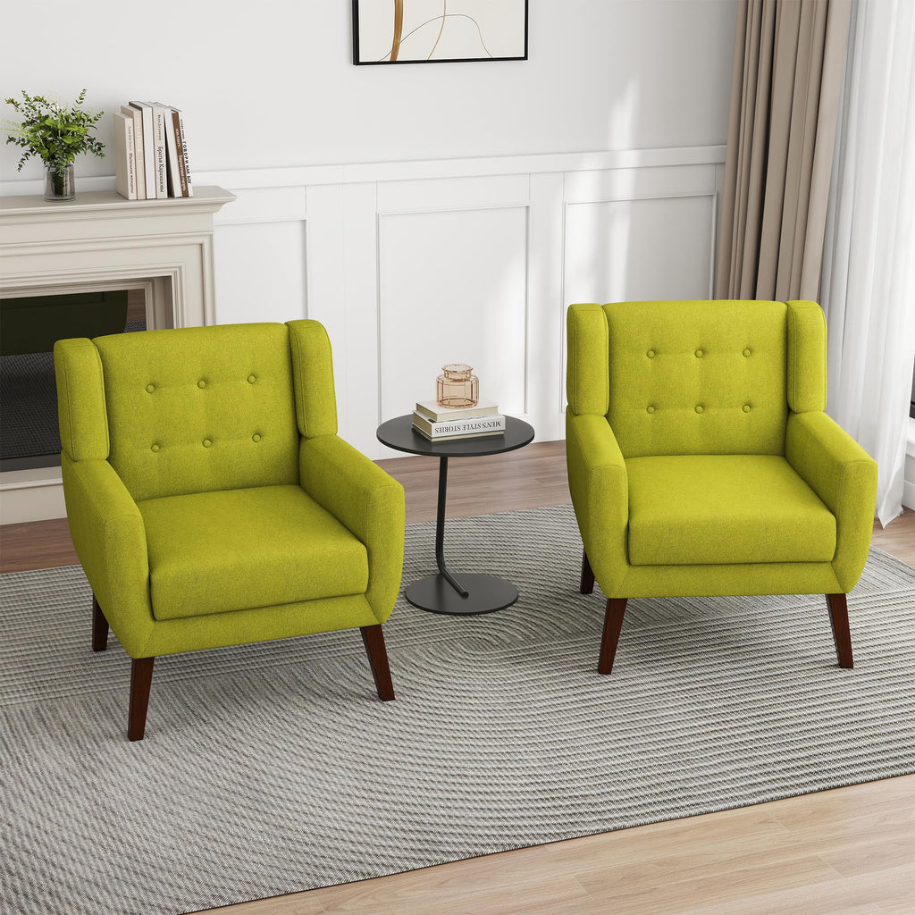 Green Fabric Accent Chairs Set of 2 D8196
