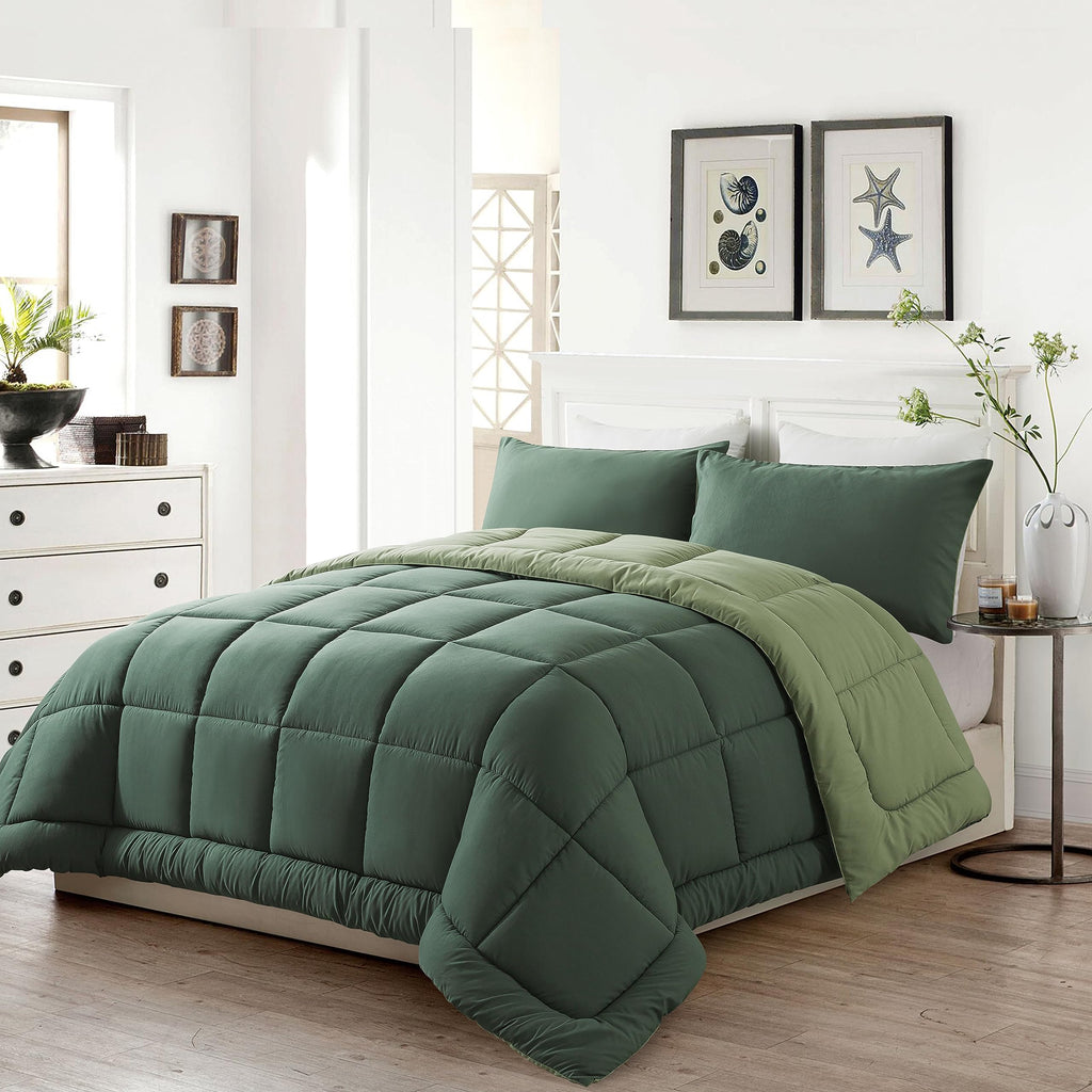 King Size Green Comforter Set with 2 Pillow Cases C5264