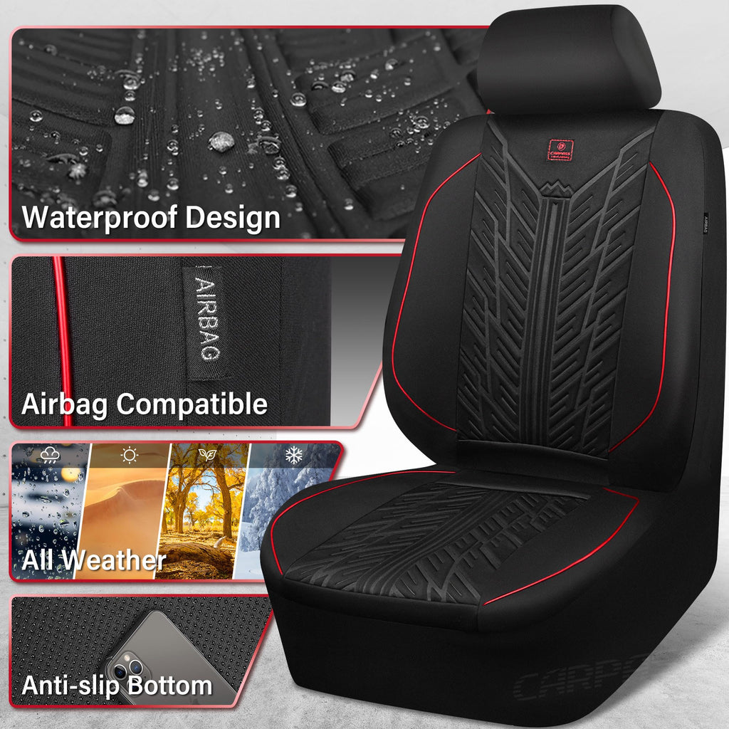 Waterproof Neoprene Car Seat Covers Full Set 5 Seats Black Red T486