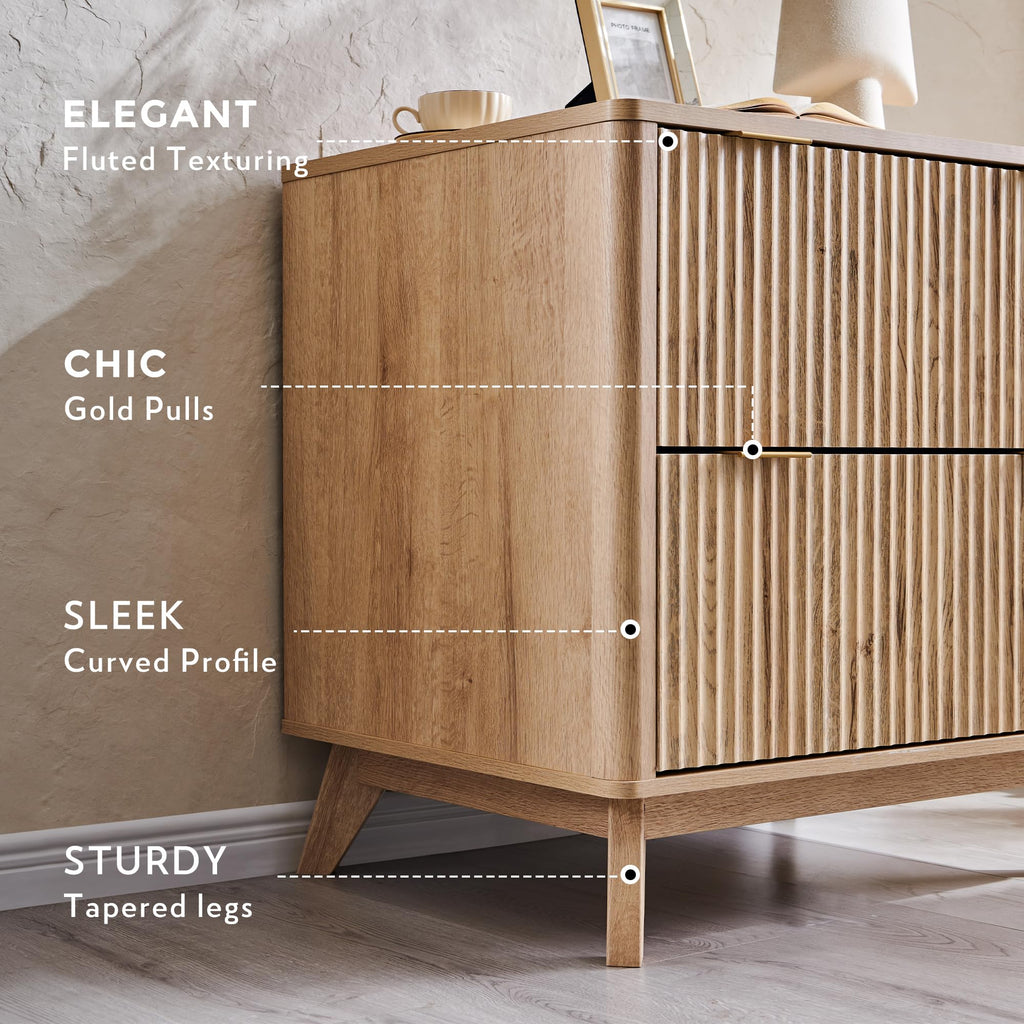 31.8-Inch Fluted 2 Drawer Lateral File Cabinet V192394