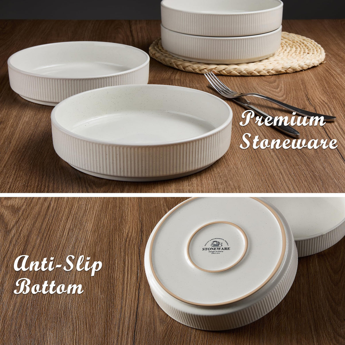 12-Piece Stoneware Plates and Bowls Set N69224