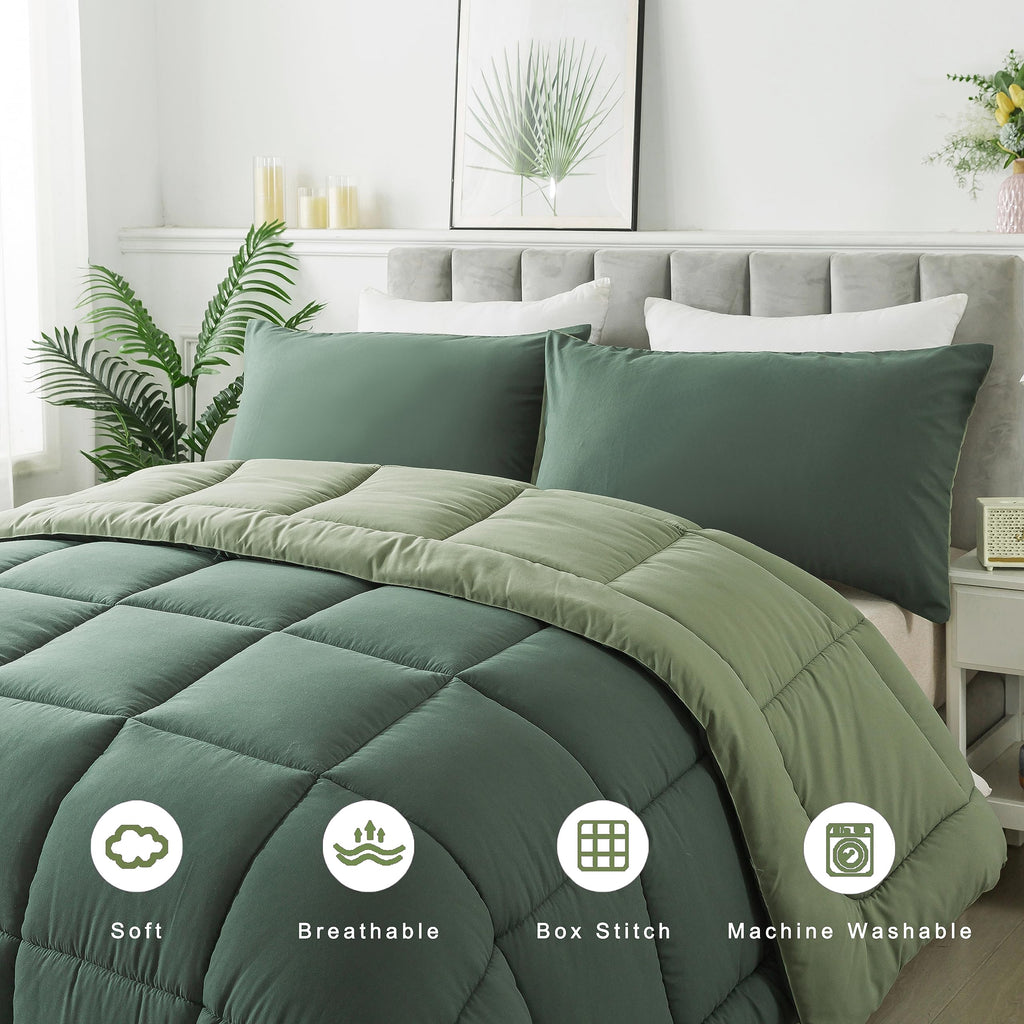 King Size Green Comforter Set with 2 Pillow Cases C5264