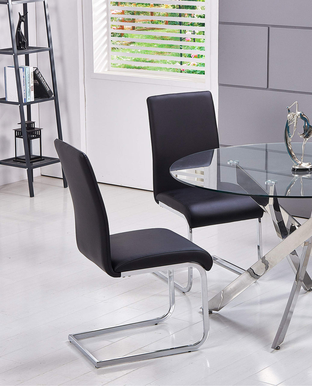 Black Faux Leather Dining Chairs Set of 2 D360725