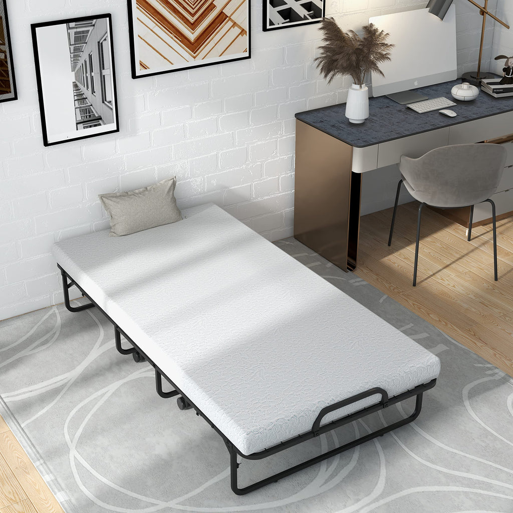 Folding Twin Size Portable Bed with 4” Memory Foam Mattress B8481